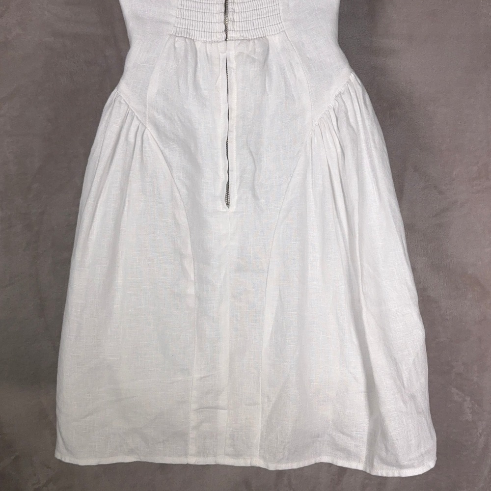 Reformation Cammie Dress Womens 0 White Linen Square Neck Mini Cottagecore - Picture 7 of 9